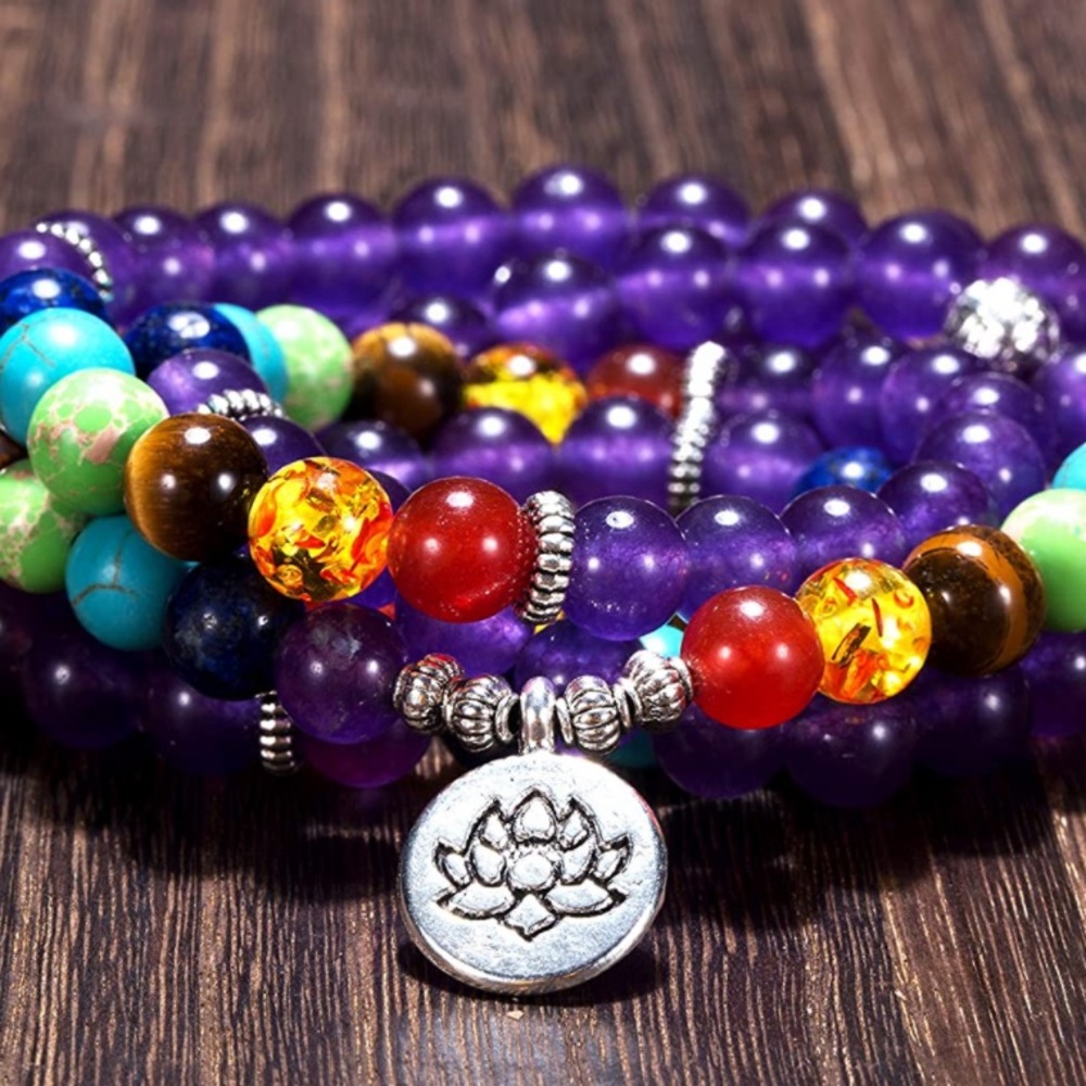 New! Mala prayer beads chakra bracelet necklace